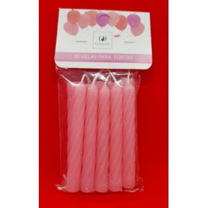 VELAS ROSAS  8 CM DE CUMPLE X 10 EN BLISTER  