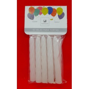 VELAS DE CUMPLE 8 CM  BLANCAS X 10U EN BLISTER
