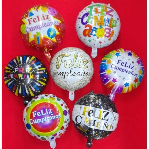 GLOBO 15 CM METALIZADOS X10U FELIZ CUMPLE