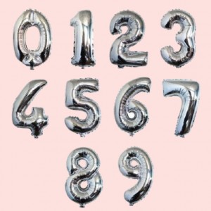 GLOBOS NUMEROS METALIZADOS 32" (80 CM) PLATA