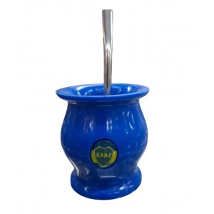 MATE FUTBOL BOCA CON BOMBILLA ACERO