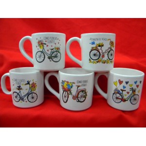 TAZA MUG BICICLETAS CON FRASES CERAMICA