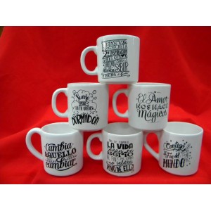 TAZA MUG FRASES NEGRAS CERAMICA