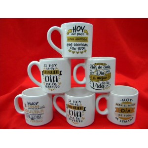 TAZA MUG FRASES DORADAS CERAMICA