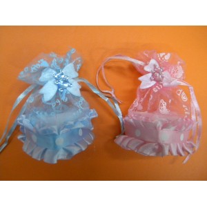 BOLSITA ORGANZA CON BASE CORAZON  PLASTIC