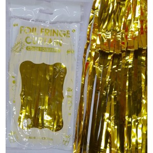 CORTINA 1X2MT TIRAS METALIZADAS DORADAS