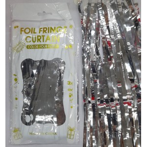 CORTINA 1X2 MTS TIRAS METALIZADA  PLATEADA