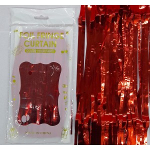 CORTINA 1X2MTS TIRA METALIZADA ROJO