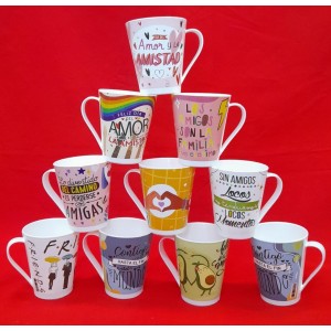 TAZA CONICA ESTAMPADA  AMISTAD