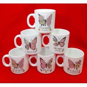 TAZA MUG  MARIPOSAS CON FRASES ESTIMULADORAS