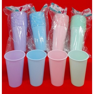 SET X 10 VASOS GEO COLOR PASTEL 500CC