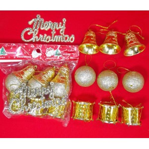 ADORNOS NAVIDE&Ntilde;OS X 10 SURT. DORADOS