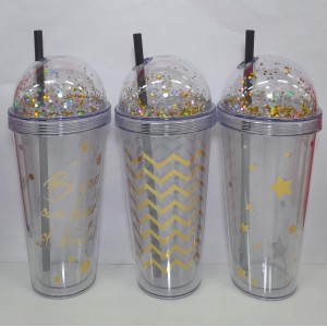 VASO ACRILICO TRANS. CON GLITTERS T/CUPULA