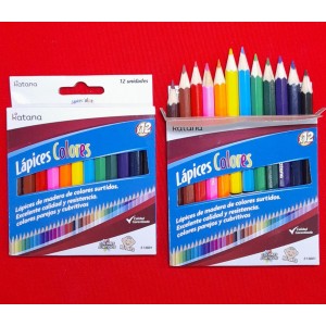 LAPICES DE COLOR MADERA CORTO X 12U  KATANA