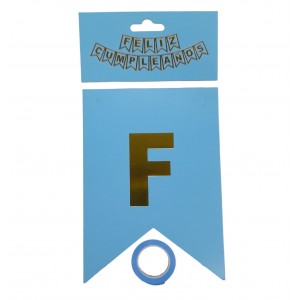 BANDERIN FELIZ CUMPLEA&Ntilde;OS  CELESTE