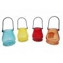 PORTA VELA VIDRIO COLOR Y METAL 11 CM