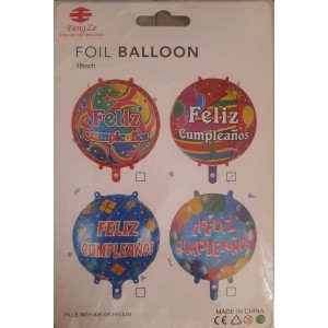 GLOBO 18" (45CM) FELIZ CUMPLEA&Ntilde;OS 