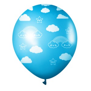 GLOBOS 12" X 8U CELESTES CON NUBES