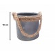 PORTA VELA VIDRIO OPALINA 10 CM CON HILO SISAL