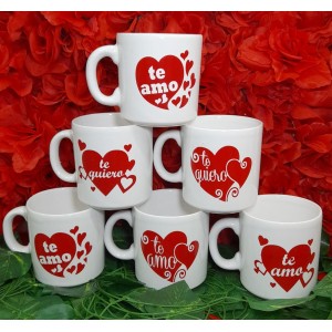 TAZA MUG CERAMICA CORAZONES ROJOS