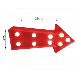 CARTEL LUMINOSO FLECHA 9 LUCES 23X10 A PILAS