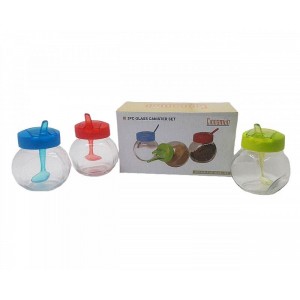 SET DE FRASCOS X 3 CON CUCHARA Y TAPA PLASTICA COLOR