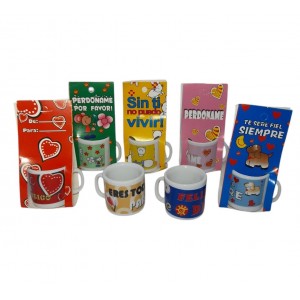 MINI TACITA CERAMICA ENAMORADOS CON CARTELITO