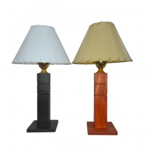 VELADOR MADERA CUADRADO 40 CM CON TULIPA