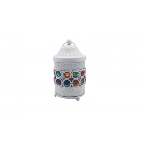 PORTAVELA METAL BLANCO CON GEMA S 13 CM YW-3743