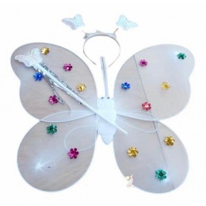 SET ALITAS MARIPOSA VINCHA Y VARITA BLANCA