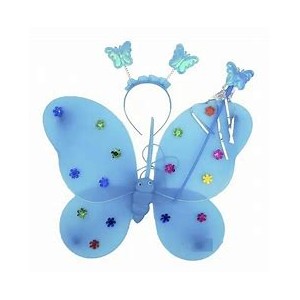 SET ALITAS MARIPOSA VINCHA Y VARITA CELESTE