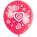 GLOBO ROJO CON LLUVIA DE CORAZONES 12" X 8U