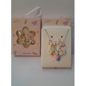 SET INFANTIL COLLAR + 4 ANILLOS UNICORNIO