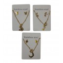 CONJUNTO ACERO DORADO COLGANTE Y AROS