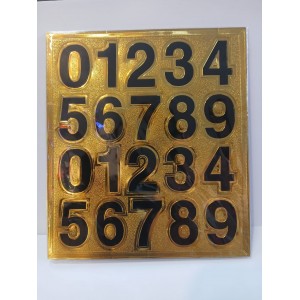 NUMEROS ADHESIVOS NEGROS CON DORADO
