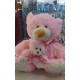 OSO CON CRIA 35 CM EN CAJA PVC TRANSP.
