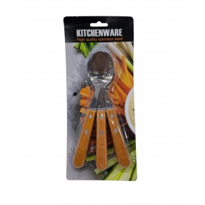 CUCHARAS SOPERA X 6U ACERO MANGO MADERA