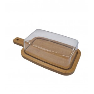 MANTEQUERA MADERA BAMBOO CON MANGO TAPA ACRILICA