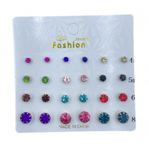 AROS  12 PARES GEMAS ENGARZADAS