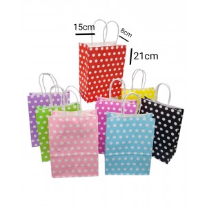 BOLSA DE REGALO 15X21 A LUNARES MANIJA TORZADA