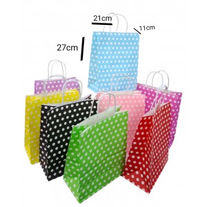 BOLSA DE REGALO 21X27 A LUNARES MANIJA TORZADA