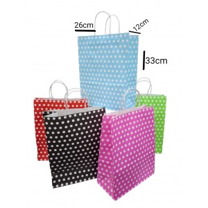 BOLSA DE REGALO 26X33 A LUNARES MANIJA TORZADA