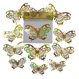 MARIPOSAS DECORATIVAS DORADAS  X 12U EN BLISTER