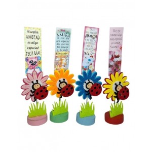 PORTA MENSAJES FLOR CON APLIQUE