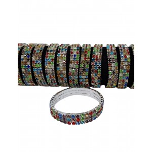 PULSERA ELASTIZADA 3 TIRAS STRASS COLOR