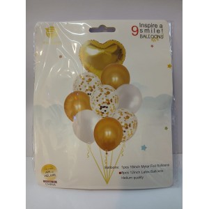 SET DE GLOBOS X 9 DORADOS