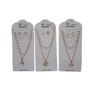 SET DE COLLARPERLAS Y STRASS + AROS