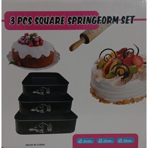 SET X 3 MOLDES CUADRDOS DESMONTABLES PARA TORTA