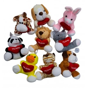ANIMAL PELUCHE 15 CM CON CORAZON TE AMO