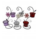 PORTA VELA DOBLE VIDRIO Y METAL 26 CM